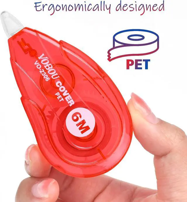 Alt view image 4 of 7 - Vobou White Correction Tape, Easy To Use Applicator for Instant Corrections Wrong Writing At Any Time, For school, Office (Red and Blue, 12pack, 6M/256" x 0.2")