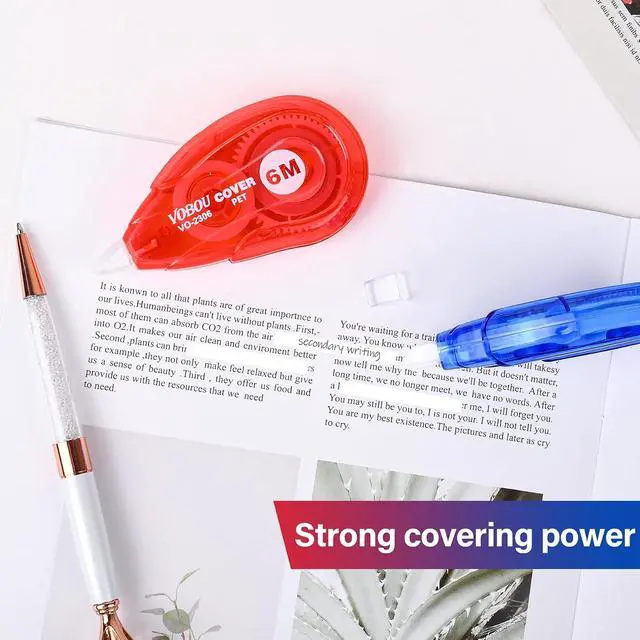 Alt view image 5 of 7 - Vobou White Correction Tape, Easy To Use Applicator for Instant Corrections Wrong Writing At Any Time, For school, Office (Red and Blue, 12pack, 6M/256" x 0.2")