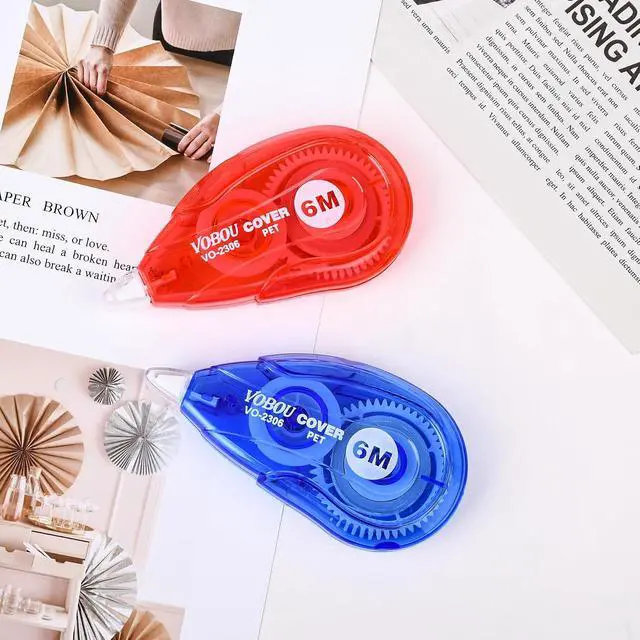 Alt view image 6 of 7 - Vobou White Correction Tape, Easy To Use Applicator for Instant Corrections Wrong Writing At Any Time, For school, Office (Red and Blue, 12pack, 6M/256" x 0.2")