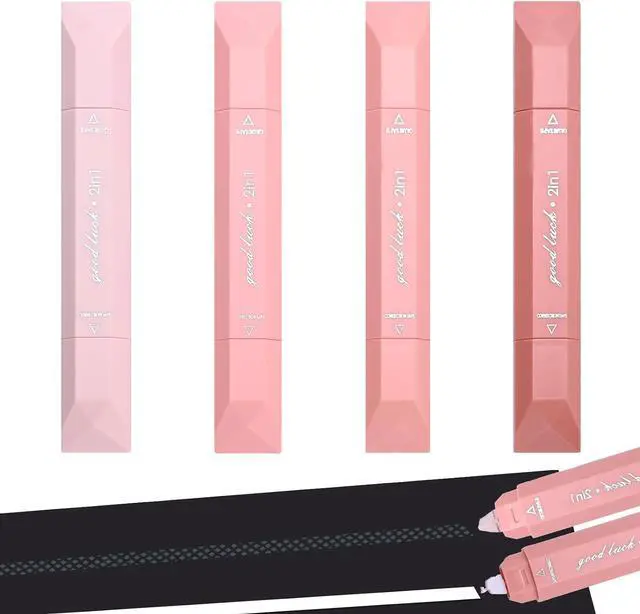 Main image of Temiary 4P 2 in 1 White Correction Tape and Double Sided Roller Set, Pink