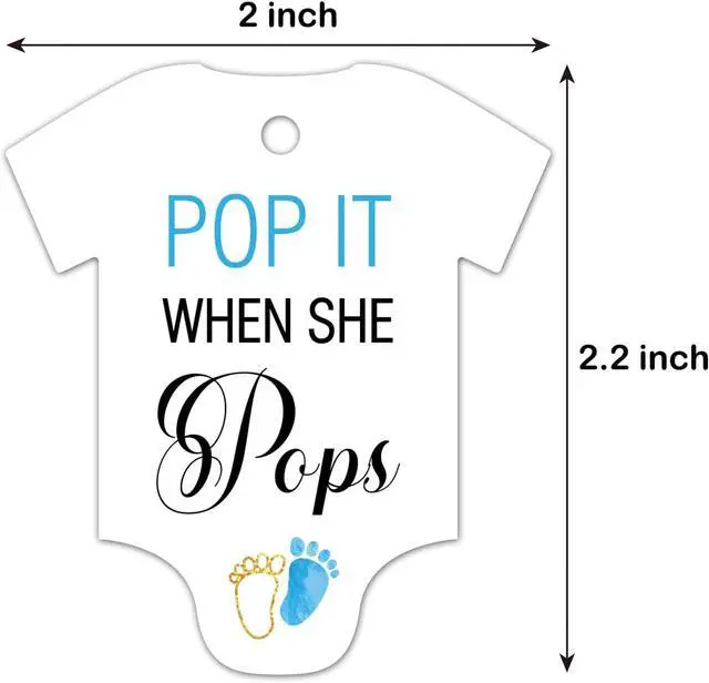 Alt view image 4 of 6 - 50 PCS Pop It When She Pops Champagne Favor Bottle Tags, Cute Blue Feet Shaped Gift Tags, Baby Shower Birthday Party Decorations
