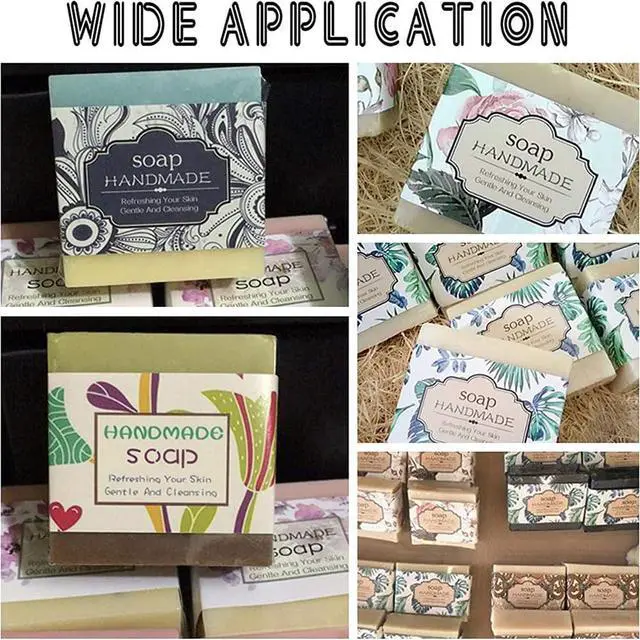 Alt view image 6 of 7 - PH PandaHall 90pcs Vintage Plant Wrapper Tape, 9 Styles Flower Soap Packaging Paper Vertical Soap Paper Tag Soap Sleeves Covers for Handmade Soap Lotion Bars Bath Gift Wrapping, 21x5cm/8.2x1.9inch