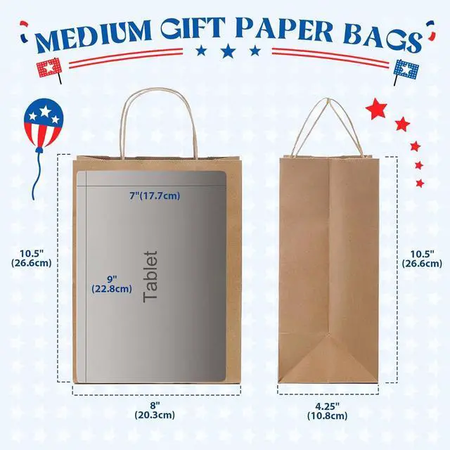 Alt view image 2 of 7 - MESHA Brown Paper Bags 8x4.25x10.5 Inch 20Pcs, Paper Bags with Handles