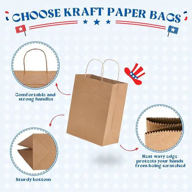Alt view image 4 of 7 - MESHA Brown Paper Bags 8x4.25x10.5 Inch 20Pcs, Paper Bags with Handles