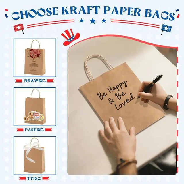 Alt view image 5 of 7 - MESHA Brown Paper Bags 8x4.25x10.5 Inch 20Pcs, Paper Bags with Handles