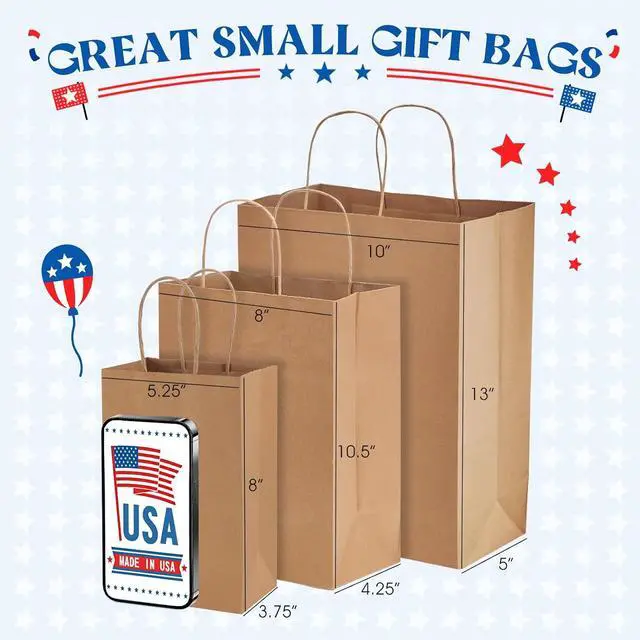 Alt view image 6 of 7 - MESHA Brown Paper Bags 8x4.25x10.5 Inch 20Pcs, Paper Bags with Handles