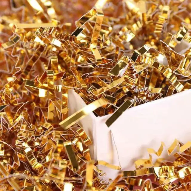 Alt view image 3 of 6 - LDKGHE 4 oz Crinkle Cut Paper Shred Filler for Gift Wrapping Baskets Filling Box Birthdays Christmas Thanksgiving Easter Weddings Valentines Mother's Day Anniversaries (Gold)