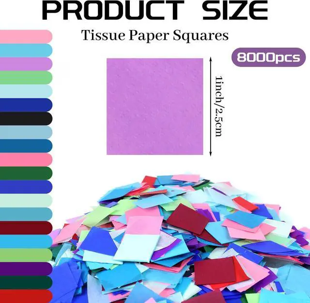 Alt view image 2 of 7 - CCINEE 8000 Pcs Bleeding Tissue Paper 1 Inch Watercolor Bleeding Tissue Paper for DIY Crafts Scrapbooking Birthday Wedding Party Festival Decoration,20 Assorted Colors (Square)