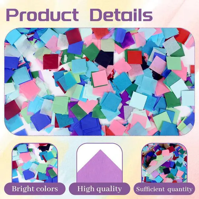 Alt view image 3 of 7 - CCINEE 8000 Pcs Bleeding Tissue Paper 1 Inch Watercolor Bleeding Tissue Paper for DIY Crafts Scrapbooking Birthday Wedding Party Festival Decoration,20 Assorted Colors (Square)