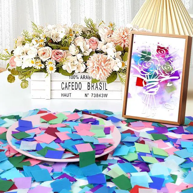Alt view image 6 of 7 - CCINEE 8000 Pcs Bleeding Tissue Paper 1 Inch Watercolor Bleeding Tissue Paper for DIY Crafts Scrapbooking Birthday Wedding Party Festival Decoration,20 Assorted Colors (Square)
