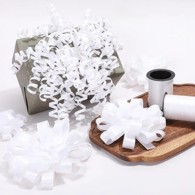 Alt view image 4 of 7 - FORBINBO 16 Pcs Gift Bows Assortment - 4 Size Gift Bowsand 2 Crimped Curling Ribbons, Perfect for Christmas, HolidayBirthdays, Weddings, Baby/Bridal Showers, Party (White)