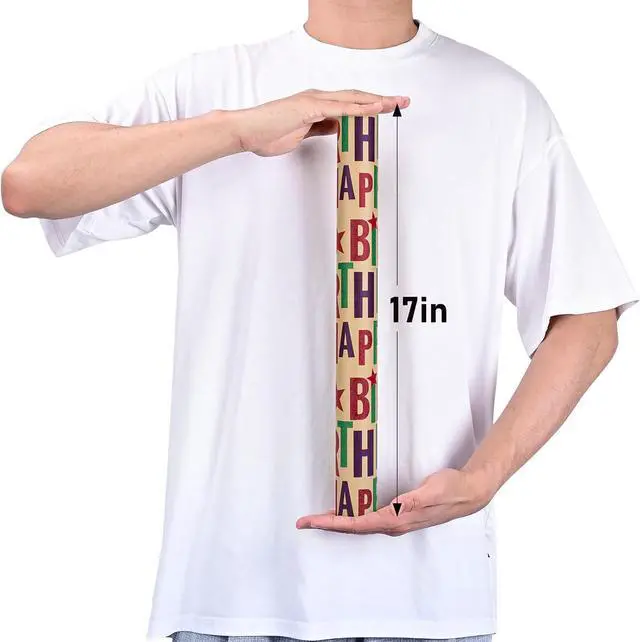 Alt view image 7 of 7 - Reversible Birthday Wrapping Paper,Kraft Wrap Paper Mini Roll,17.3InX32.8Ft