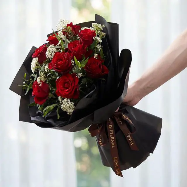 Alt view image 5 of 6 - 20 Sheet Flower Wrapping Paper-Waterproof Bouquet Paper (Misty Black)