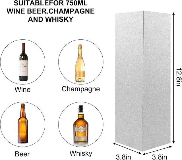 Alt view image 2 of 7 - LumyHavver Wine Gift Box with Magnetic Closure, 12.8 x 3.8 x 3.8 inches, Silvery Matte Texture, for Wine