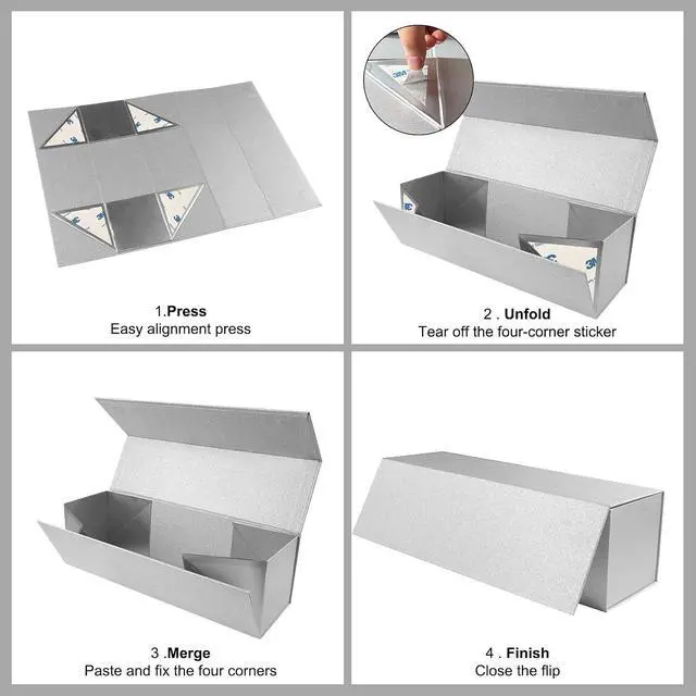 Alt view image 3 of 7 - LumyHavver Wine Gift Box with Magnetic Closure, 12.8 x 3.8 x 3.8 inches, Silvery Matte Texture, for Wine