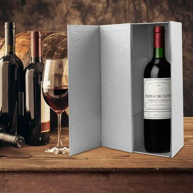 Alt view image 4 of 7 - LumyHavver Wine Gift Box with Magnetic Closure, 12.8 x 3.8 x 3.8 inches, Silvery Matte Texture, for Wine