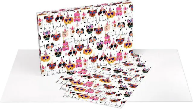 Alt view image 2 of 7 - American Greetings Birthday Wrapping Paper Sheets with Gridlines, Designed by Stop The Clock (12 Sheets, 30 in. x 20 in.)