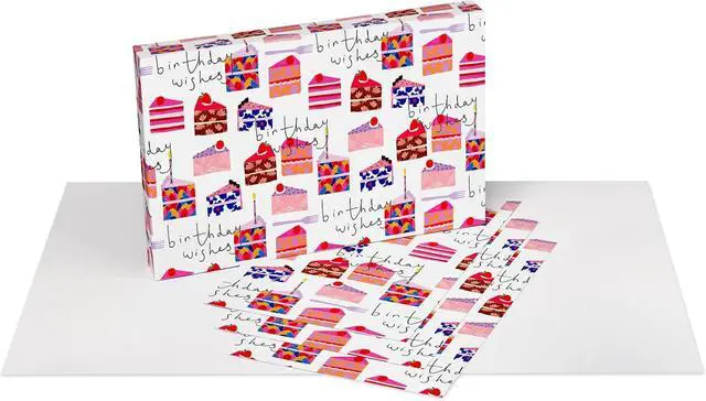 Alt view image 4 of 7 - American Greetings Birthday Wrapping Paper Sheets with Gridlines, Designed by Stop The Clock (12 Sheets, 30 in. x 20 in.)