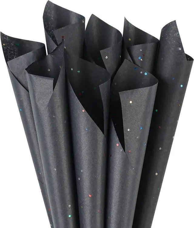 Main image of Phinus 30 Sheets Gift Bag Tissue Paper, 20 x 14 Inch Tissue Paper for Gift Bags, Black Glitter Tissue Paper for Gift Wrap, Pack Bags, Filler Flower, DIY Project, Art Crafts, Birthday Wedding Decor