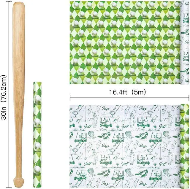 Alt view image 7 of 7 - RUSPEPA Reversible Golf Wrapping Paper Roll, Mini Roll, Vintage Golfer Illustration & Green Argyle Golf Ball Pattern, Double-Sided Gift Wrap for Dad, Men, Father's Day, Birthday, 17 Inches x 16.4 Feet