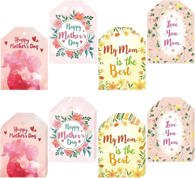 Alt view image 2 of 7 - Fancy Land Happy Mothers Day Tags with String Mothers Day Hanging Labels Floral Best Mom Gift Tag for Wrapping Decoration Supplies 60Pcs