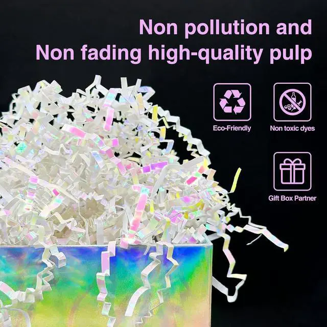 Alt view image 2 of 5 - Corlcol 200g(7oz) crinkle paper filler grass Cushion Paper Streamer for Gift Box and Basket On Christmas Wedding Birthday Bridesmaid(Diamond White)