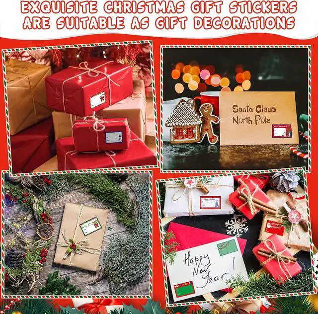 Alt view image 3 of 7 - 160PCS Christmas Tags Labels, 16 Design Self Adhesive Gift Stickers Name Tags with Santa Snowmen Xmas Tree Reindeer Bells Holiday Decorative Tags for Christmas Presents