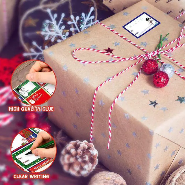 Alt view image 5 of 7 - 160PCS Christmas Tags Labels, 16 Design Self Adhesive Gift Stickers Name Tags with Santa Snowmen Xmas Tree Reindeer Bells Holiday Decorative Tags for Christmas Presents