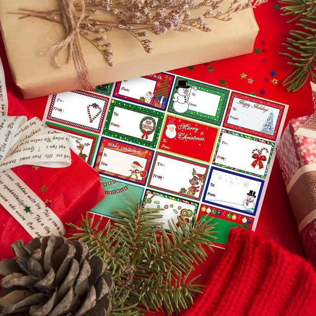 Alt view image 6 of 7 - 160PCS Christmas Tags Labels, 16 Design Self Adhesive Gift Stickers Name Tags with Santa Snowmen Xmas Tree Reindeer Bells Holiday Decorative Tags for Christmas Presents