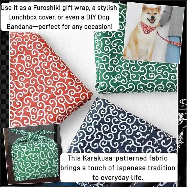 Alt view image 4 of 7 - Japanese Fabric Furoshiki Wrapping Cloth Reusable Eco-Gift Wrap Paper Karakusa