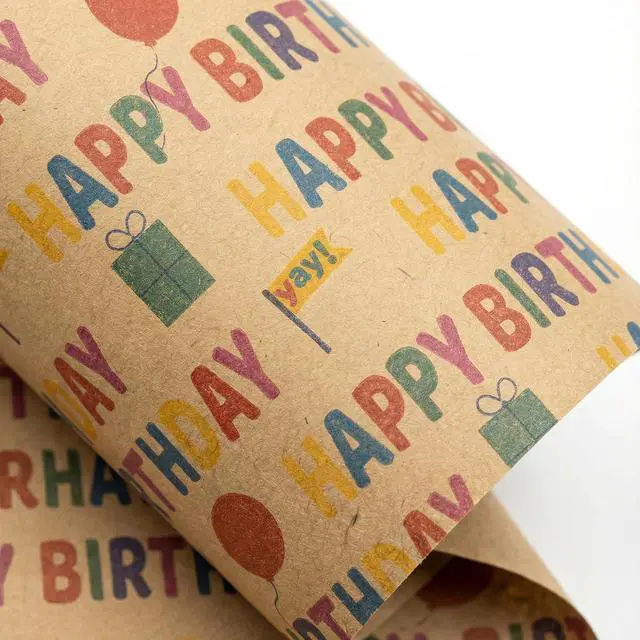 Alt view image 3 of 7 - Zoyzoygo Happy Birthday Wrapping Paper Roll, 17 Inch x 33 Feet Birthday Gift Wrap, Colorful Celebration Wrapping Paper for Presents, Parties and Special Occasions