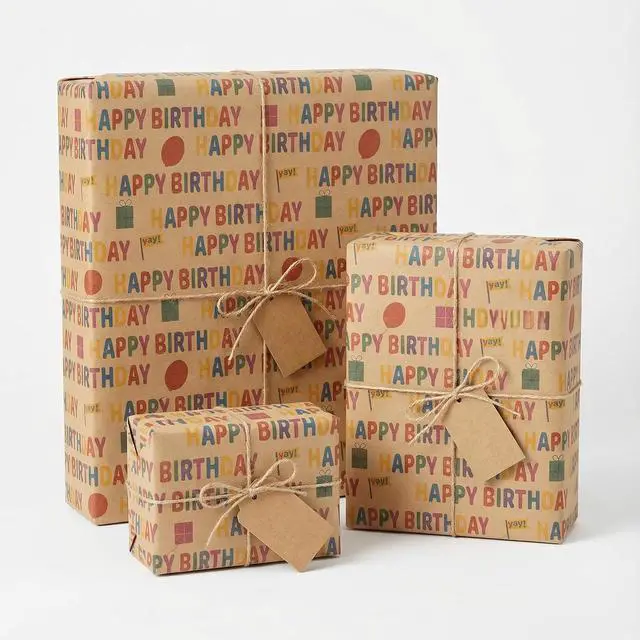 Alt view image 4 of 7 - Zoyzoygo Happy Birthday Wrapping Paper Roll, 17 Inch x 33 Feet Birthday Gift Wrap, Colorful Celebration Wrapping Paper for Presents, Parties and Special Occasions