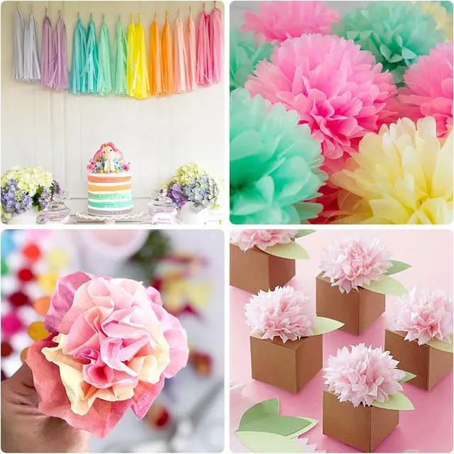 Alt view image 5 of 7 - Outuxed 400 Sheets Tissue Paper Bulk for Gift Bags, 11.5in x 8in Rainbow Tissue Paper 40 Multicolor for Gift Wrapping and Decorative Art Crafts Festival Decorations DIY Flower Pom Pom