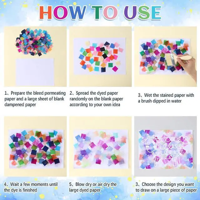 Alt view image 3 of 6 - AmazingSpark 7200 Pcs Bleeding Tissue Paper 1 Inch Watercolor, Square