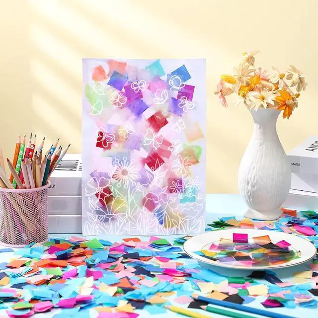 Alt view image 4 of 6 - AmazingSpark 7200 Pcs Bleeding Tissue Paper 1 Inch Watercolor, Square