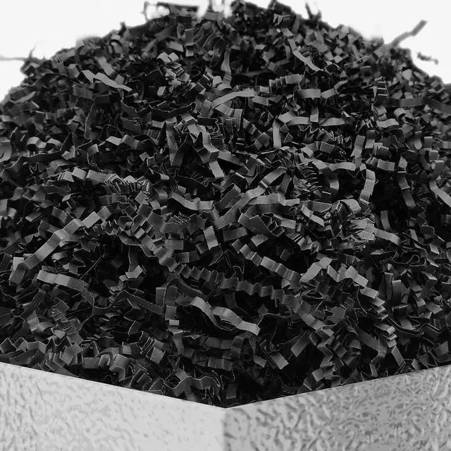 Main image of DOTUHAO Crinkle Cut Paper Shred Filler Black Crinkle Shredded Paper for Gift Box - Gift Basket Bag Filler - Grass Cushion Stuffing for Valentine's Day Halloween Holiday Packaging Wrapping - 4 oz