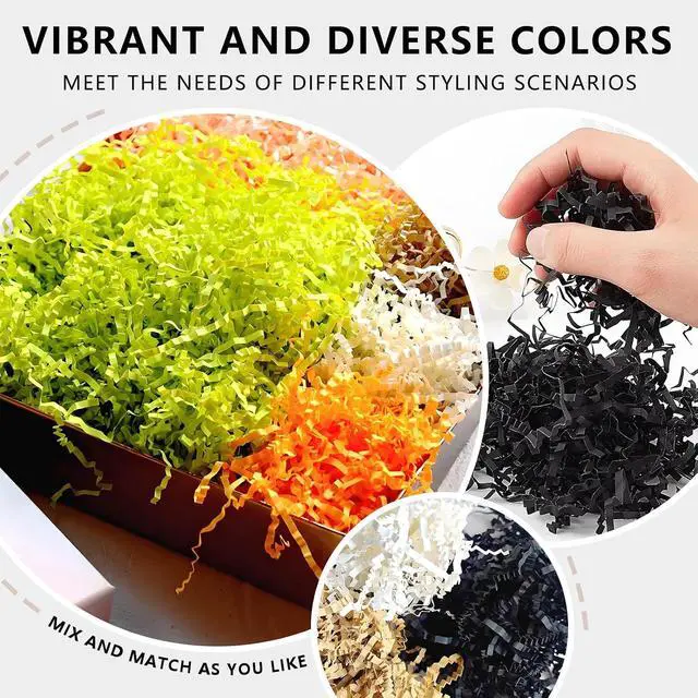 Alt view image 5 of 7 - DOTUHAO Crinkle Cut Paper Shred Filler Black Crinkle Shredded Paper for Gift Box - Gift Basket Bag Filler - Grass Cushion Stuffing for Valentine's Day Halloween Holiday Packaging Wrapping - 4 oz