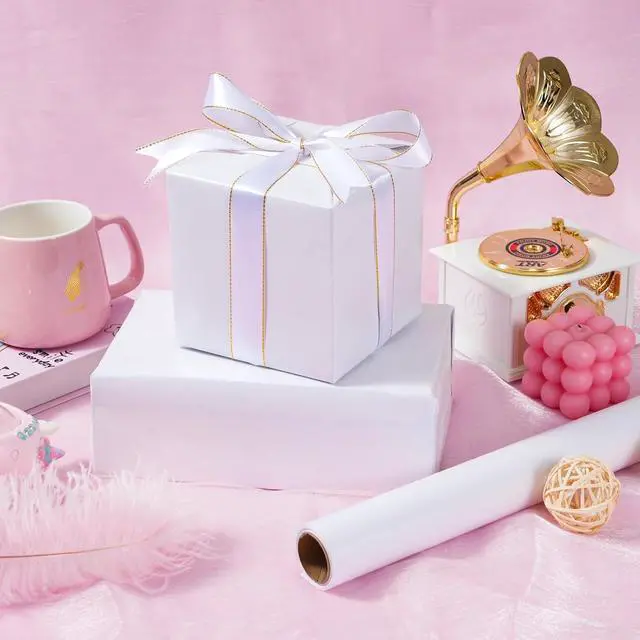 Alt view image 2 of 7 - ZINTBIAL Matte White Wrapping Paper Roll with Cut Lines - Solid White Holiday Gift Wrap for Mother's Day,Wedding,Birthdays,Bridal Shower,Engagement - 17.5 in x 33 ft (48 sq. ft), Easy to Cut