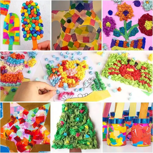Alt view image 7 of 7 - Jyongmer 6000 PCS 2 Inch Multicolor Tissue Paper Squares 30 Assorted Colors