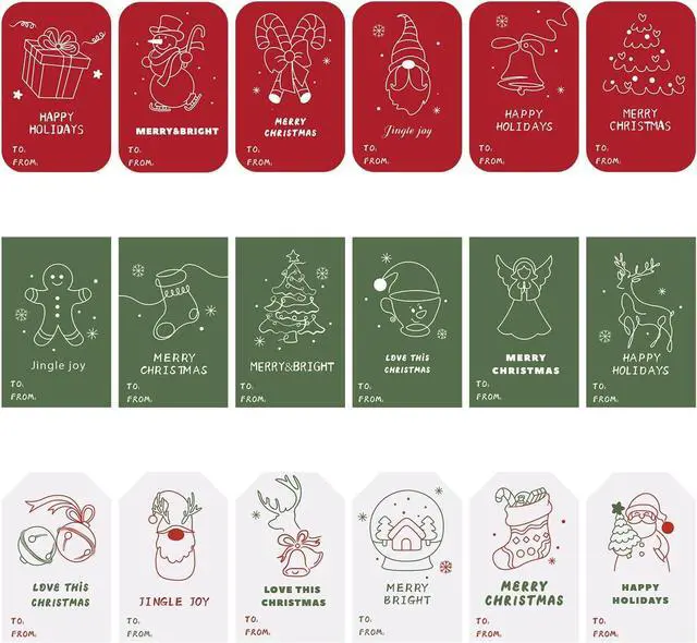 Main image of LOKIPA Christmas Gift Tags Stickers, 180 Pieces Christmas Self Adhesive Gift Tag Stickers for Xmas Birthday Wedding Holiday Decor