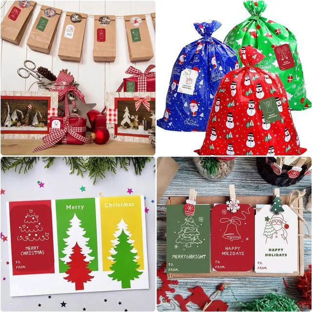 Alt view image 3 of 7 - LOKIPA Christmas Gift Tags Stickers, 180 Pieces Christmas Self Adhesive Gift Tag Stickers for Xmas Birthday Wedding Holiday Decor