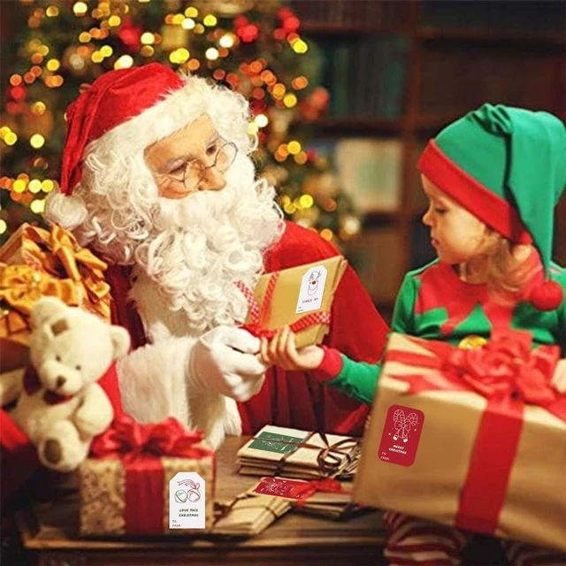 Alt view image 6 of 7 - LOKIPA Christmas Gift Tags Stickers, 180 Pieces Christmas Self Adhesive Gift Tag Stickers for Xmas Birthday Wedding Holiday Decor