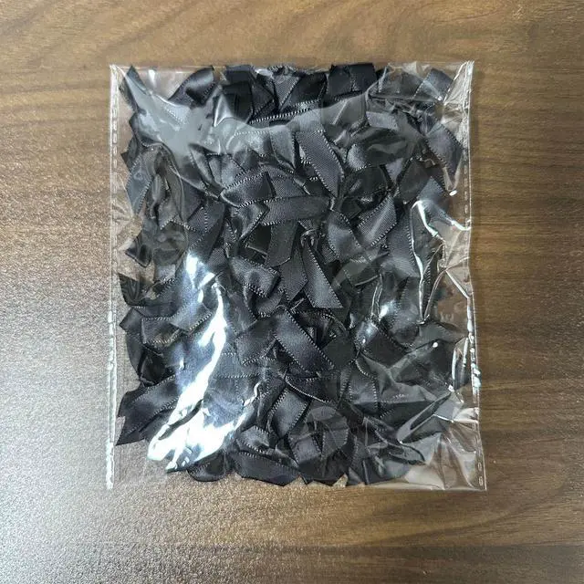 Alt view image 4 of 4 - 100 Pcs Black Bows, 1.57 Inch Small Ribbon Bow Decorations, Mini Satin Fabric Bows for Crafts and Gift Wrapping (Black)