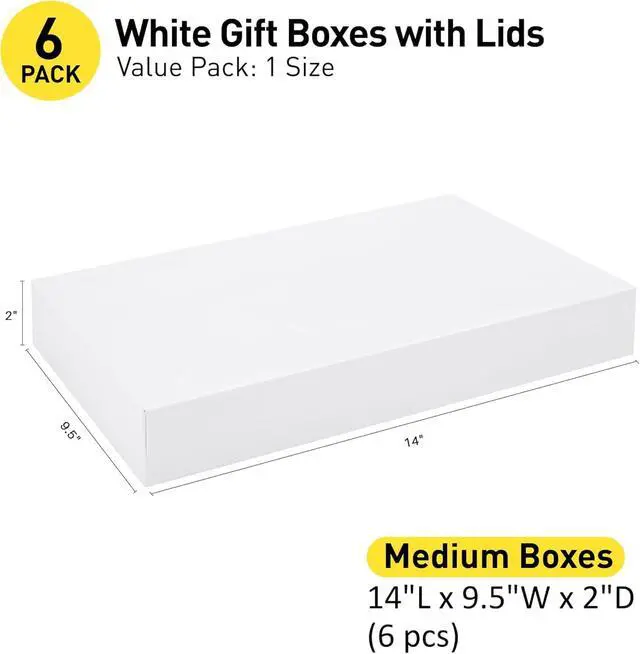 Alt view image 2 of 7 - SUNCOLOR 6 Pack 14" Medium White Gift Boxes With Lids For Clothes Presents