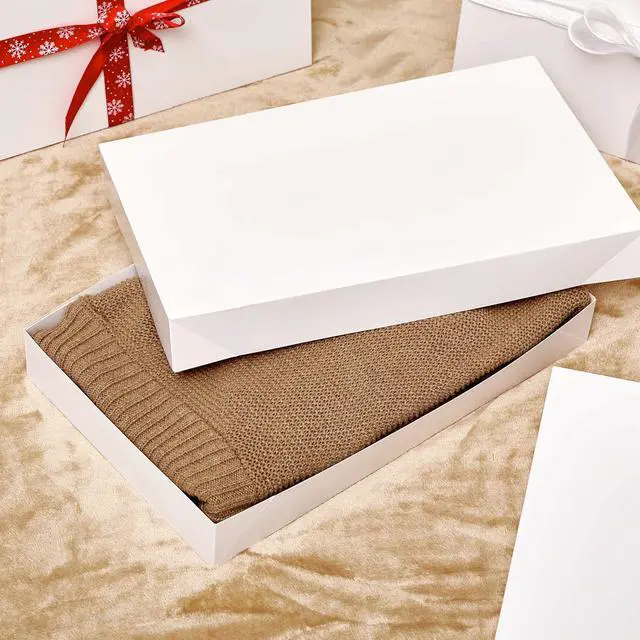Alt view image 5 of 7 - SUNCOLOR 6 Pack 14" Medium White Gift Boxes With Lids For Clothes Presents