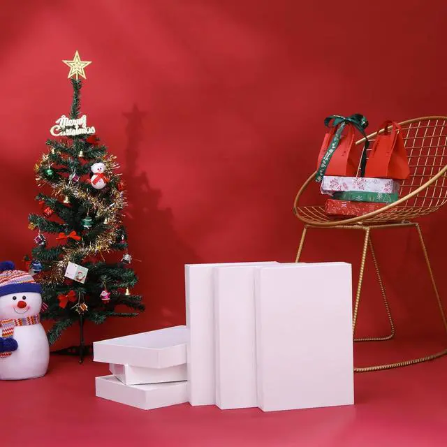 Alt view image 7 of 7 - SUNCOLOR 6 Pack 14" Medium White Gift Boxes With Lids For Clothes Presents