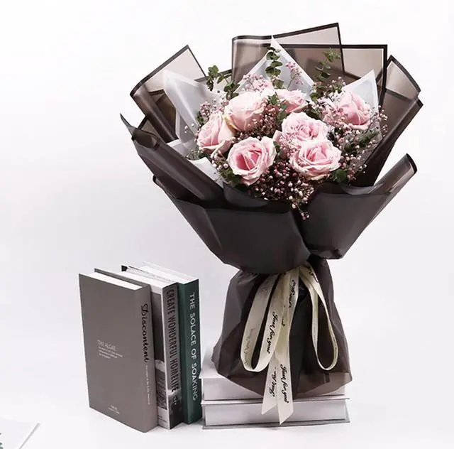 Alt view image 5 of 6 - 20 Sheet Flower Wrapping Paper-Waterproof Bouquet Paper (Translucent Black)