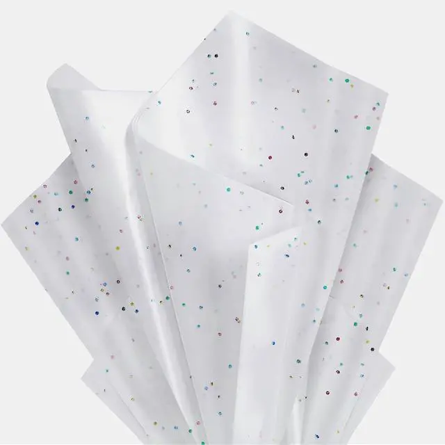 Main image of White Glitter Tissue Paper for Gift Bags 36 Sheets 14x20 Inch - Recyclable Wrapping Paper for Weddings, Birthdays, Party & Festival Decorations DIY Craft Supplies