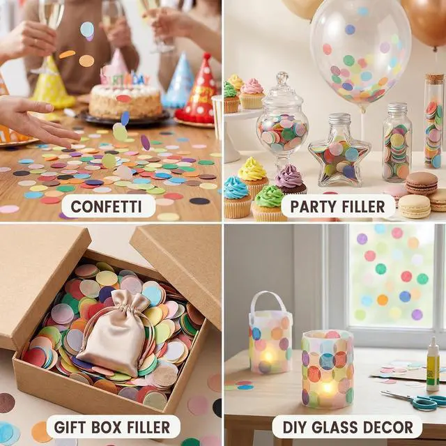 Alt view image 6 of 6 - KOOGEL 1 Inch Round Tissue Paper Confetti, Table Confetti Decoration
