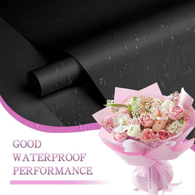Alt view image 3 of 7 - REAXYZNN 20 Sheets Flower Wrapping Paper, Waterproof Floral Wrapping Paper with Cards for DIY Craft, Florist Packaging Supplies for Birthday, Wedding Gift (Black)